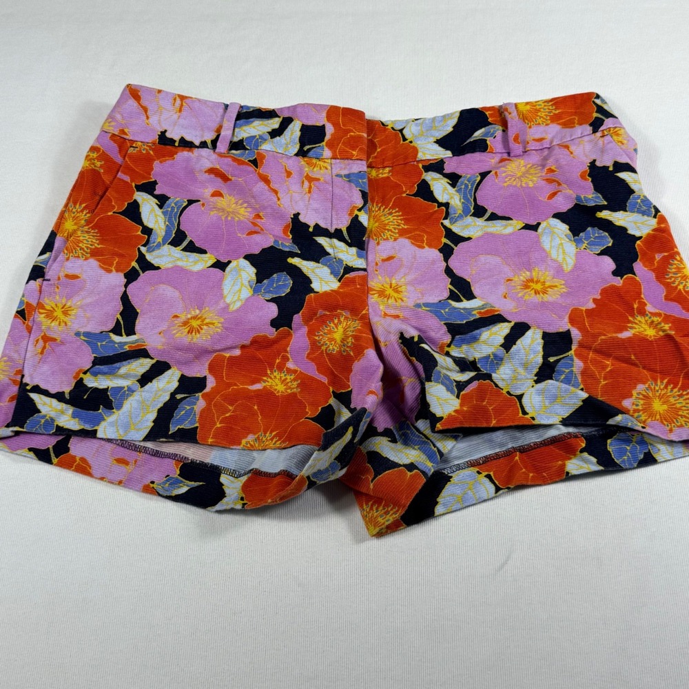 LOFT The Riviera Short‎ 10 Pink Orange Floral Mid Rise Cotton Shorts